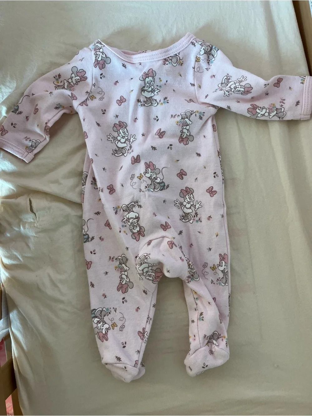 Disney Light Pink Ruffle Zip Footed One-Piece with Bunny Print